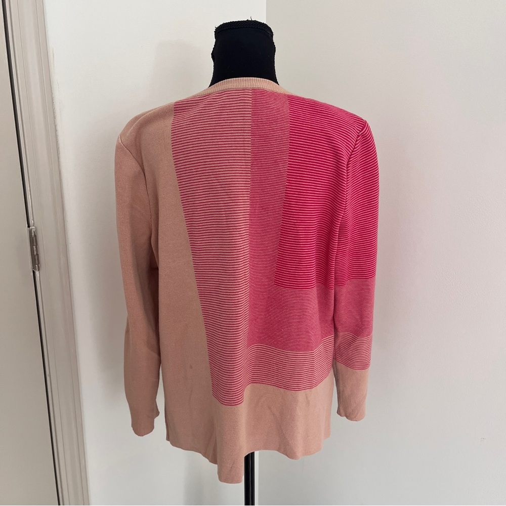 Misook Colorblock Striped Knit Sweater – Pink & Beige – Size M - Picture 5 of 6